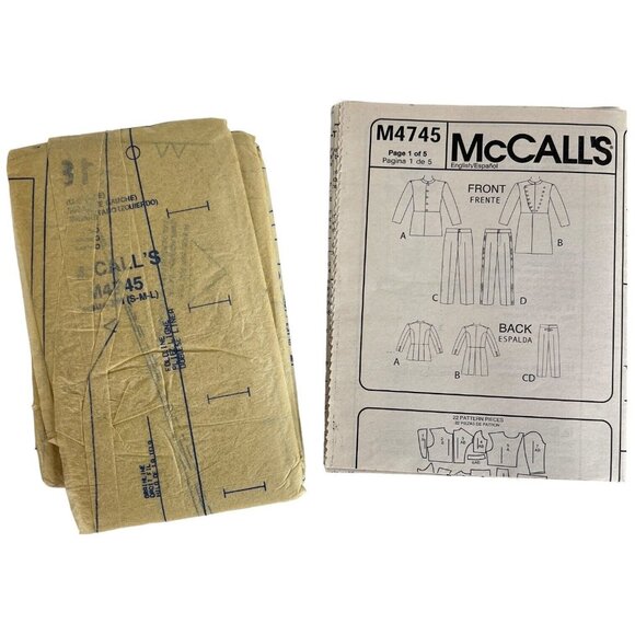 Men's Civil War Costume Sewing Pattern McCall's M4745 Size XM Small Medium Large - Picture 5 of 5